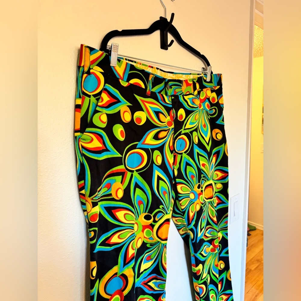 Men's Loudmouth Golf Chino Pants Colorful Retro Shagadelic Pattern 42 x 32L EUC - Picture 3 of 7
